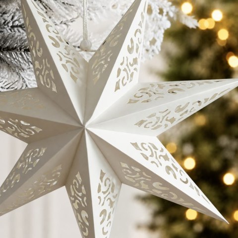 DUŻA GWIAZDA PAPIEROWA ŚWIĄTECZNA AŻUROWA biała 60 cm WITRAŻ 3D WG13