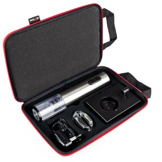 Elektroniczny korkociąg Silver Twister Deluxe - z bazą ładującą - w etui