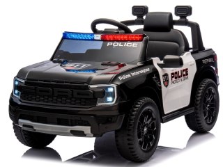 FORD RANGER Raptor CZARNY POLICE Auto na akumulator EVA Skóra pilot AKUMULATOR LION