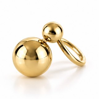 Pierścionek stal szlachetna platerowana 14k złotem, regulowany złote kulki PST1002