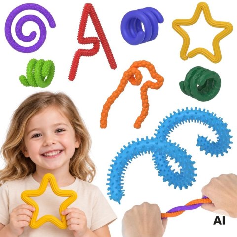 WOOPIE Twist Art Antystresowe Rurki 3D Sensoryczne Różne Struktury 8 el.