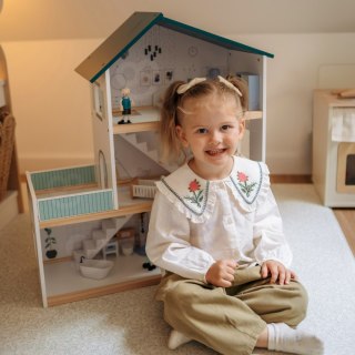 TOOKY TOY Duży Drewniany Domek dla Lalek + Figurki FSC