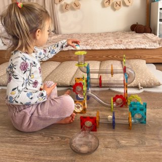 WOOPIE Klocki Magnetyczne Konstrukcyjne 3D Zestaw Edukacyjny Tor Kulkowy Kulodrom 113 el.