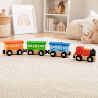 VIGA Drewniany Pociąg Magnetyczny Wagoniki Kolejka Ciuchcia Lokomotywa 3+