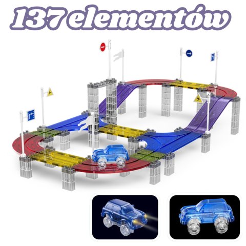 WOOPIE Magnetyczny Tor Samochodowy Wyścigowy + Autko 137 El.