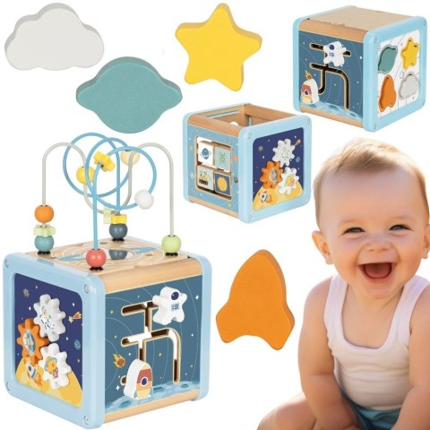TOOKY TOY Drewniana Kostka Aktywności Kosmos Sorter Labirynt