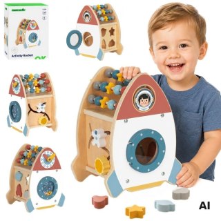 TOOKY TOY Kosmiczna Rakieta Aktywności Sorter Labirynt Drewniany
