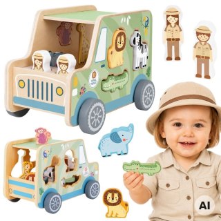 TOOKY TOY Samochód Sorter Kostka Aktywności Montessori Safarii
