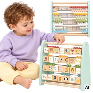 TOOKY TOY Liczydło Dwustronne do Nauli Liczenia oraz Alfabetu Obrazki