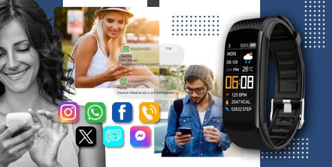 Smartwatch GIEWONT Czarno Granatowy 2 Paski GW200-6