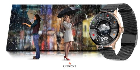Smartwatch Damski GIEWONT Różowe Złoto Czarny GW330-4