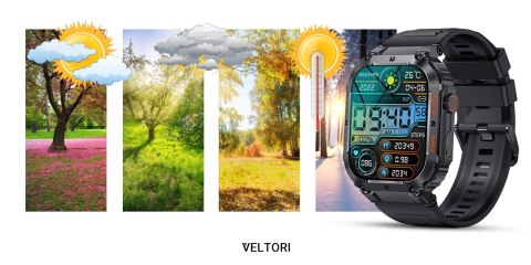 Smartwatch VELTORI VT200-1 Czarny Pasek Silikonowy