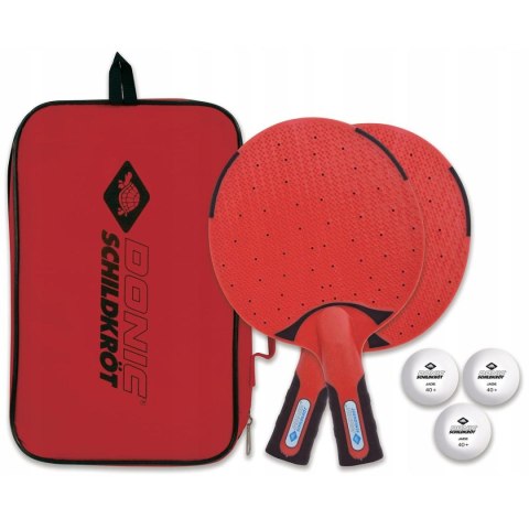 ZESTAW DO TENISA STOŁOWEGO OUTDOOR WEATHERPROOF 2 RAKIETKI 3 PIŁECZKI DONIC
