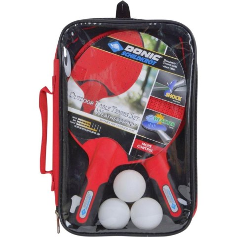 ZESTAW DO TENISA STOŁOWEGO OUTDOOR WEATHERPROOF 2 RAKIETKI 3 PIŁECZKI DONIC