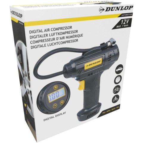 KOMPRESOR SAMOCHODOWY WYŚWIETLACZ CYFROWY DUNLOP SPRĘŻARKA 12V 60W 150 PSI DUNLOP