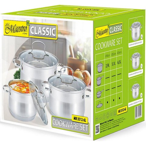 ZESTAW GARNKÓW 6 ELEMENTÓW ( 2,9L, 5,1L, 6,5L ) MAESTRO