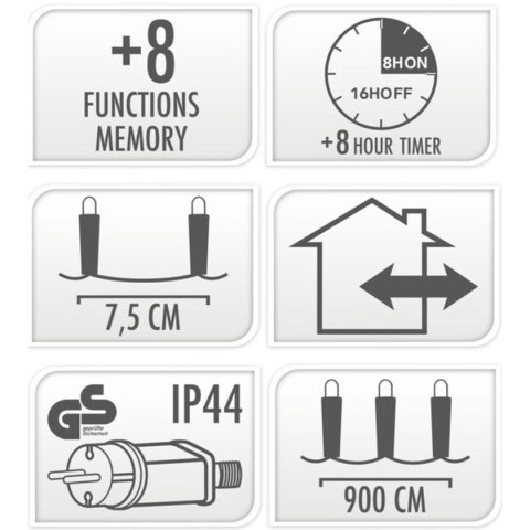 LAMPKI CHOINKOWE ŁAŃCUCH ŚWIETLNY 120 LED TIMER CIEPŁY BIAŁY