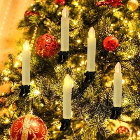 LAMPKI CHOINKOWE ŁAŃCUCH ŚWIETLNY ŚWIECZKI 30 LED CIEPŁY BIAŁY
