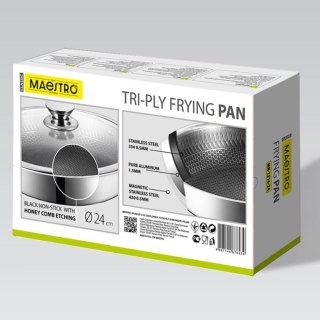 PROFESJONALNA PATELNIA 24 CM Z POKRYWKĄ MAESTRO