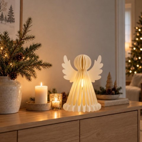 ANIOŁ DEKORACYJNY PAPIEROWY LED 38CM