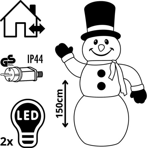 BAŁWAN DMUCHANY SAMOPOMPUJĄCY ZEWNĘTRZNY 150CM 2 LED