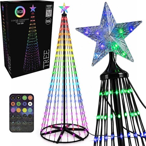 CHOINKA DEKORACYJNA 154LED RGB 150CM BLACK