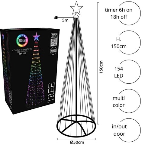 CHOINKA DEKORACYJNA 154LED RGB 150CM BLACK