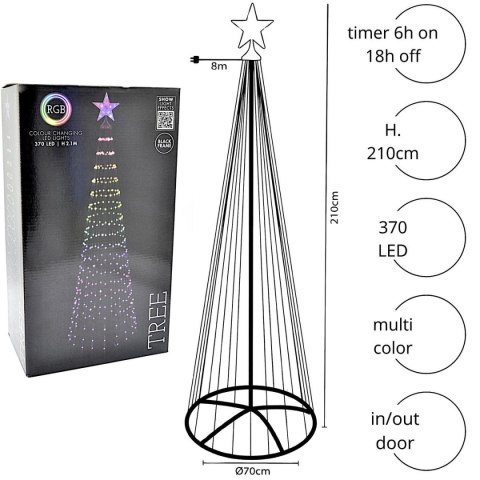 CHOINKA DEKORACYJNA 370LED RGB 210CM BLACK