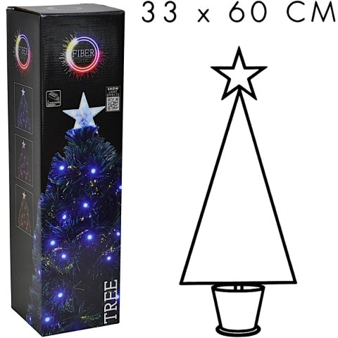 CHOINKA DEKORACYJNA ŚWIATŁOWODOWA MULTIKOLOR 9 TRYBÓW 60CM