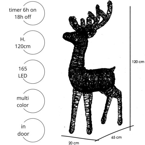 DEKORACJA RENIFER 120CM 165 LED