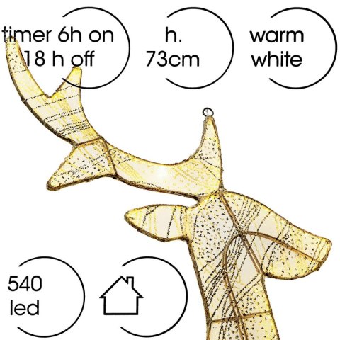 DEKORACJA ŚWIETLNA RENIFER 79X73CM 540LED ZŁOTY