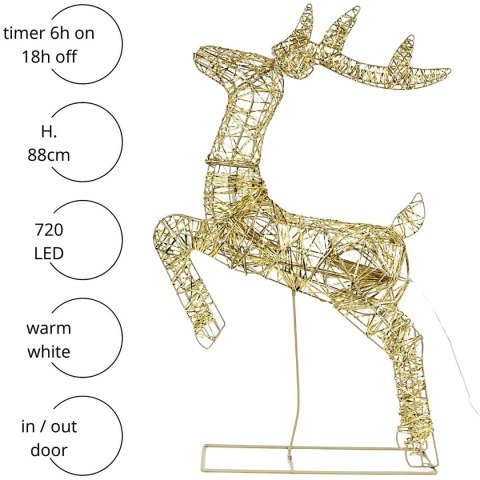 DEKORACJA ŚWIETLNA RENIFER Z KOKARDĄ 50X88CM 720LED