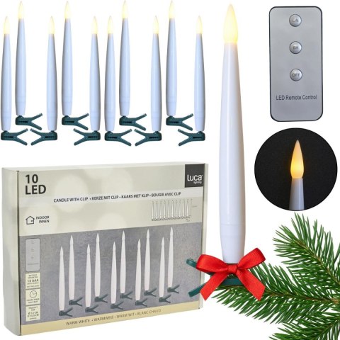 LAMPKI CHOINKOWE ŚWIECZKI NA KLIPIE 10 LED CIEPŁY BIAŁY LUCA