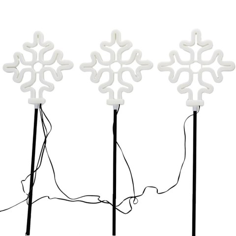 LAMPKI OGRODOWE STICK ŚNIEŻYNKI NEON LED 58 CM 3 SZT BIAŁE IP44
