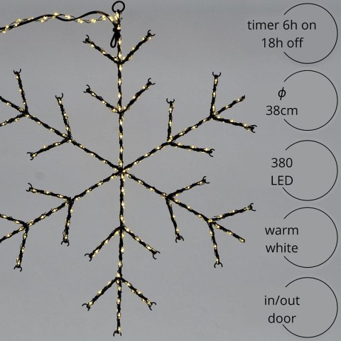 PŁATEK ŚNIEGU DEKORACYJNY WISZĄCY 380LED CIEPŁY BIAŁY
