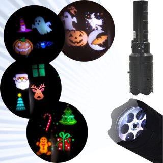 PROJEKTOR RZUTNIK LED WYMIENNE KLISZE ŚWIĘTA HALLOWEEN