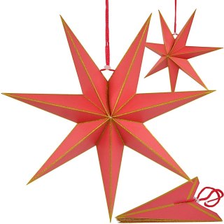 DEKORACJA PAPIEROWA GWIAZDA 60CM CZERWONA SASKA GIFT & DECOR