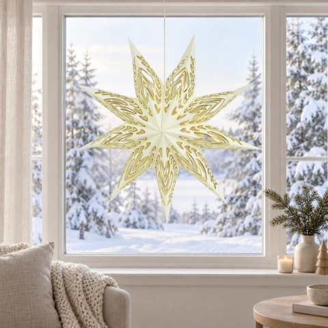 GWIAZDA DEKORACYJNA WISZĄCA PAPIEROWA FSC 18x60CM ECRU 9 RAMION MICA