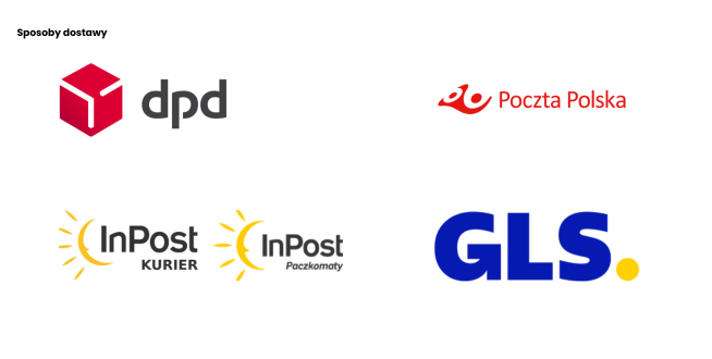 Sposoby dostawy: DPD, Poczta Polska, InPost Kurier, InPost Paczkomaty, GLS