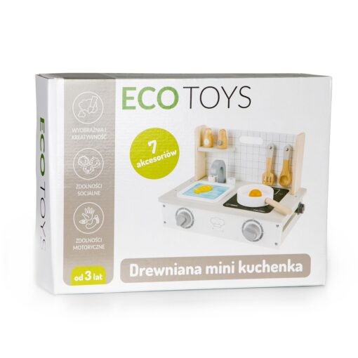 Drewniana kuchenka z akcesoriami mini kuchnia ECOTOYS - obrazek 6