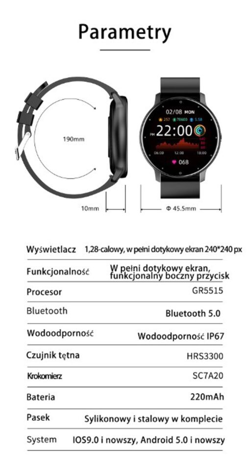 SMARTWATCH UNISEX GRAVITY GT1-8 - PULSOMETR, WŁASNE TARCZE (sg015h) - obrazek 7